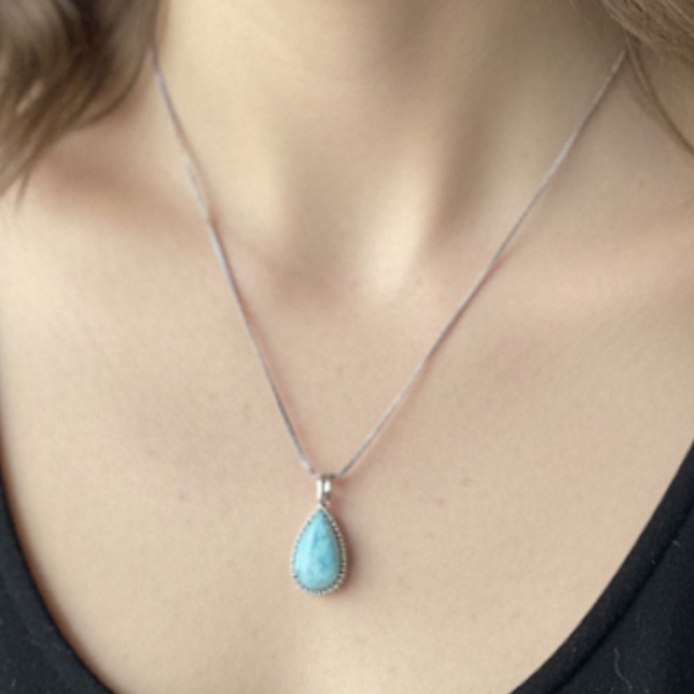 Kendra Scott Silver Necklace with Amazonite Pendant NWT